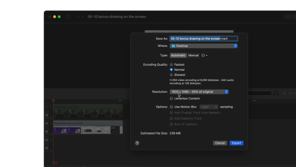 Export settings