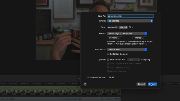 Exporting from Screenflow
