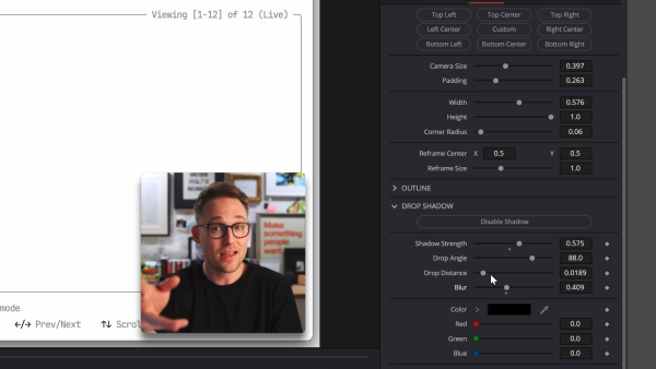 Setting facecam presets